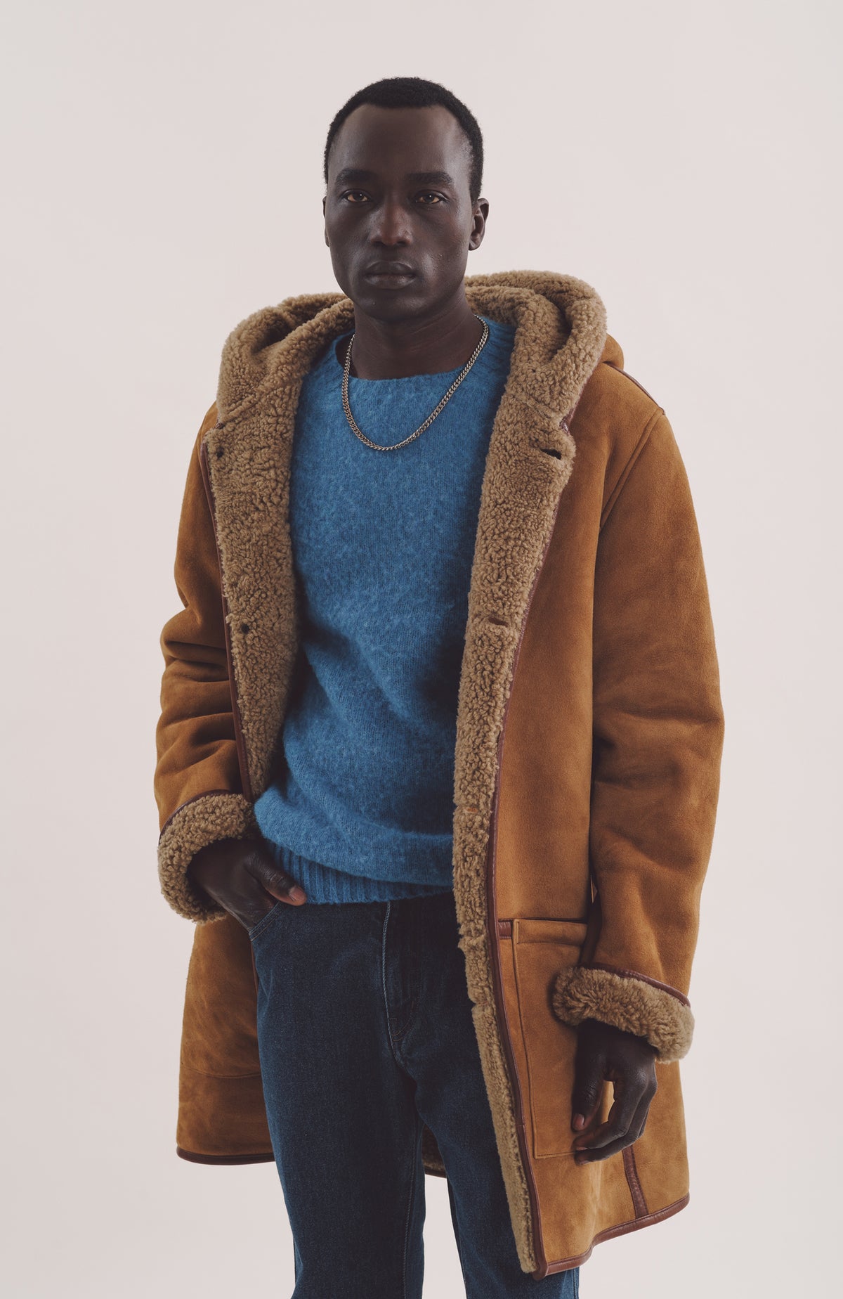Sheepskin Suede Duffle — TAN