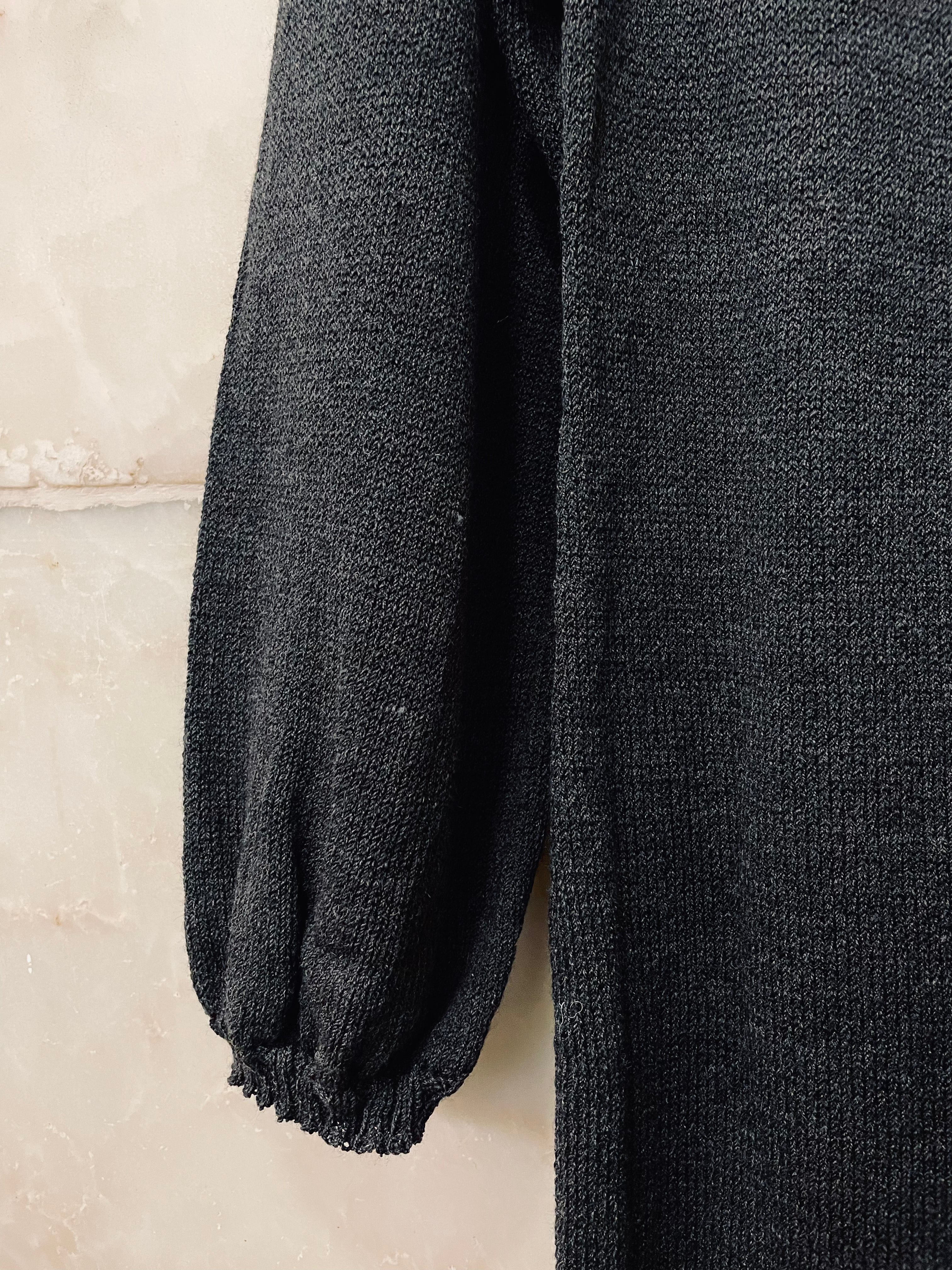 Puff Wide Round Collar LS Dress — ANTHRACITE