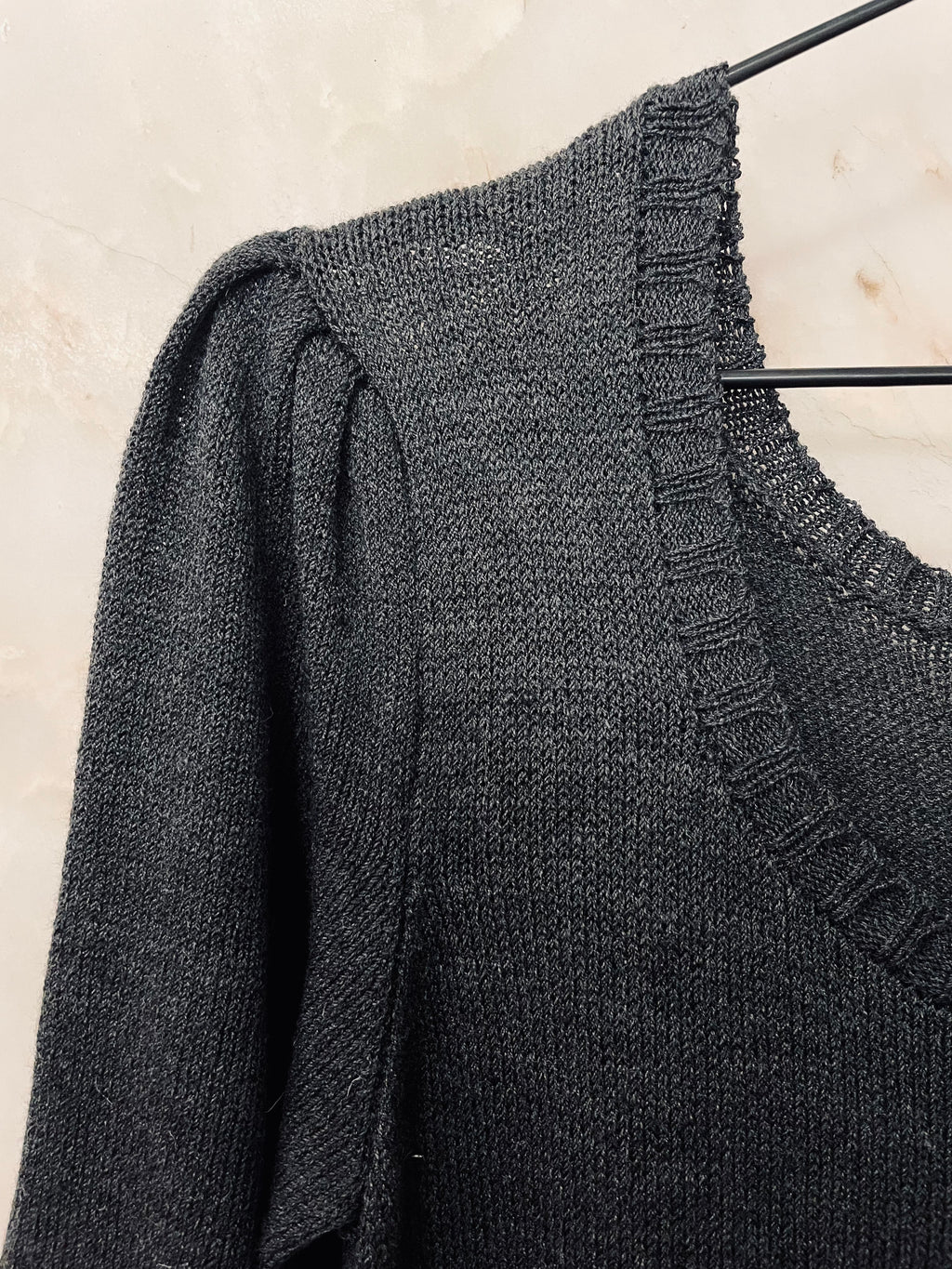 Puff Wide Round Collar LS Dress — ANTHRACITE